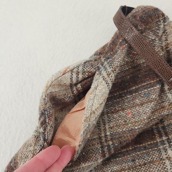 Vintage Skirt 80s Plaid Wool Tweed A-Line Preppy Dark Academia Retro Classic 12 - Picture 7 of 11